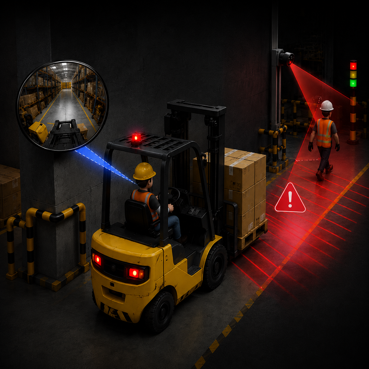 Forklift blind corner visibility