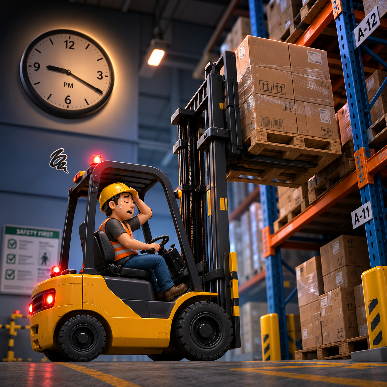 Forklift operator fatigue