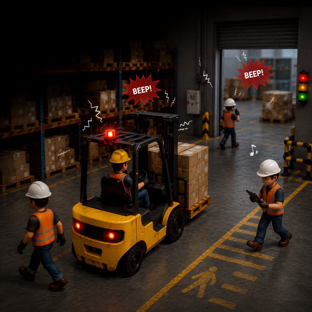 Noisy forklift working environment