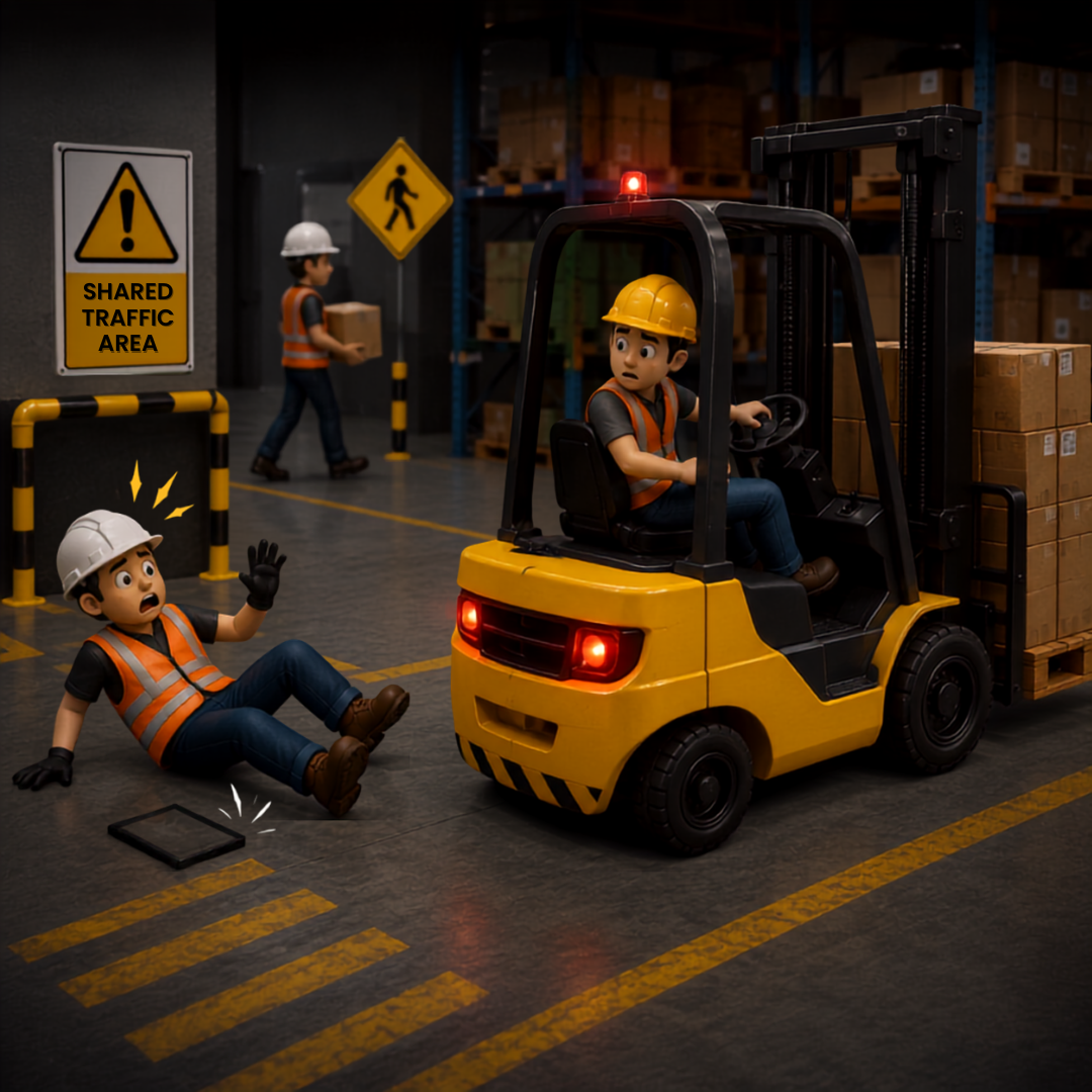 Forklift pedestrian near miss