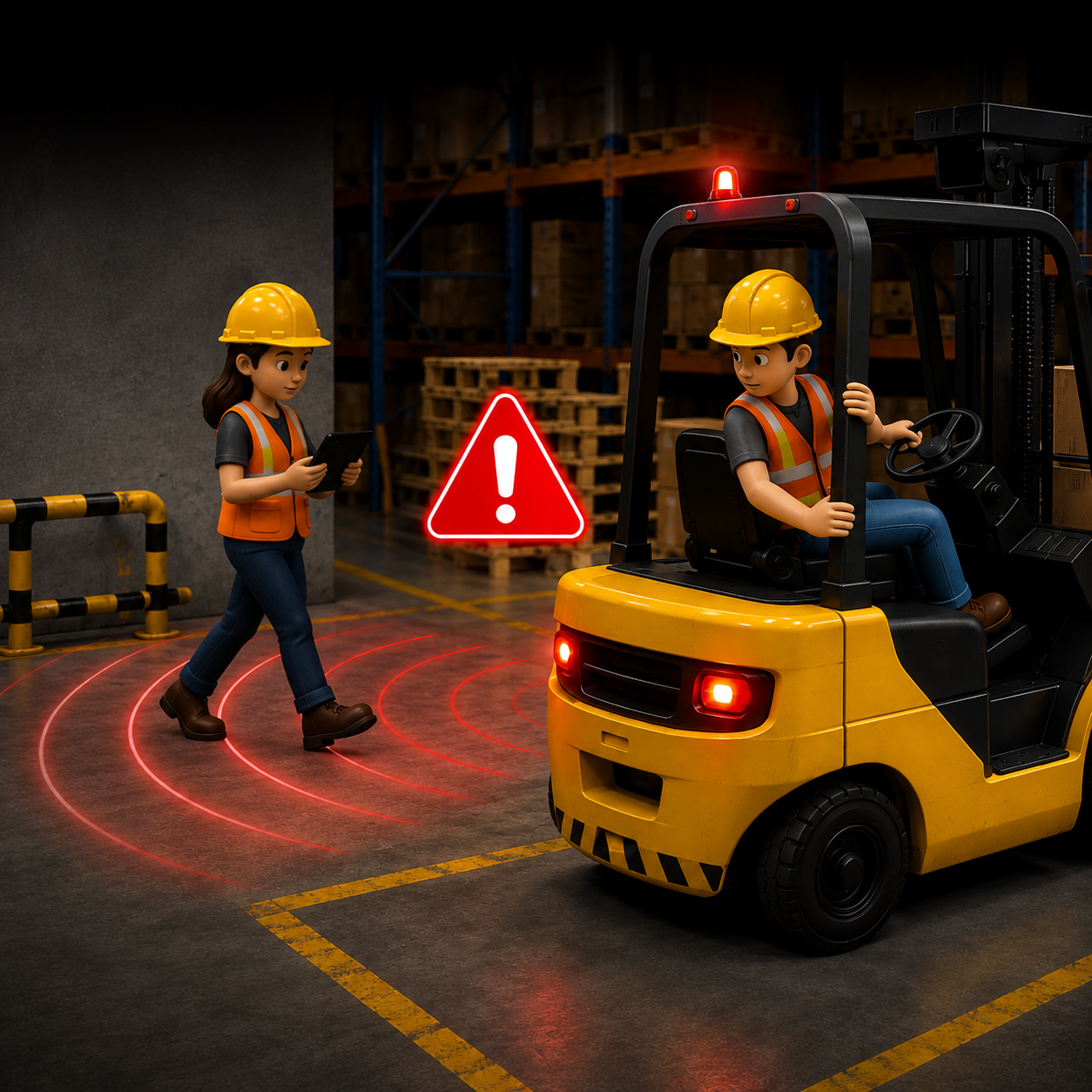Forklift reversing blind spot